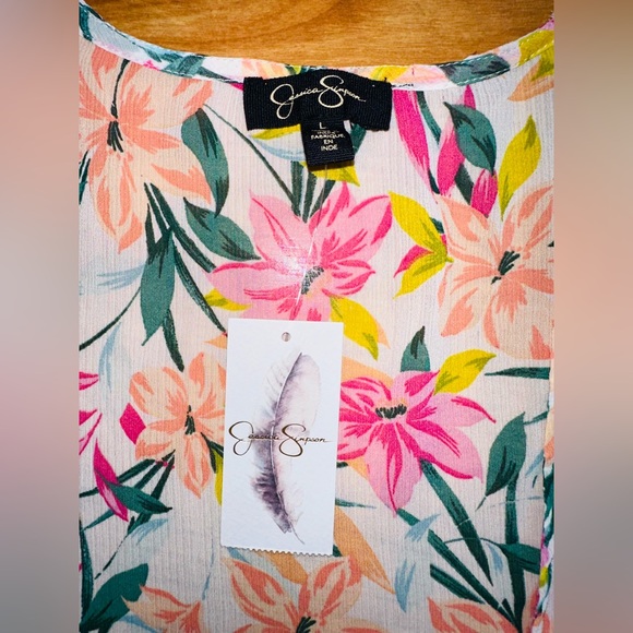 Jessica Simpson womens open long duster kimono L NEW cardigan Multicolor f - Picture 9 of 9